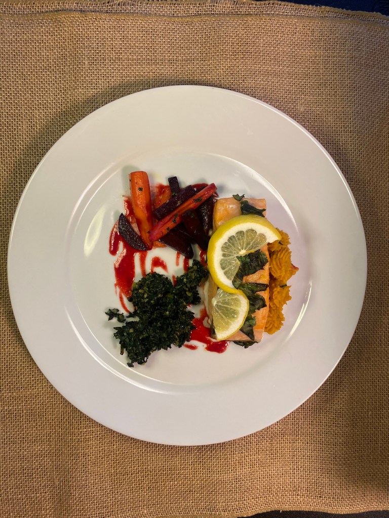 SIBO Phase 2 Dinner Organic - Salmon, Sweet Potato, Beet w Carrot, Minced Tuscan Kale